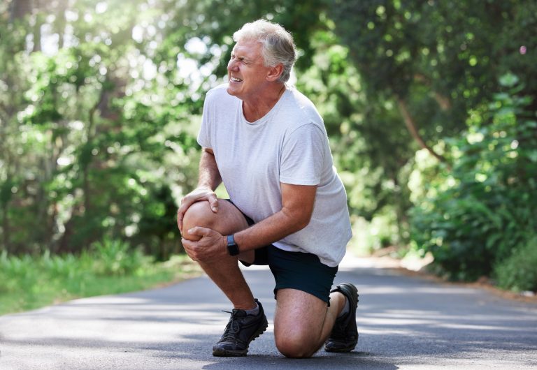 senior experience knee pain in old age